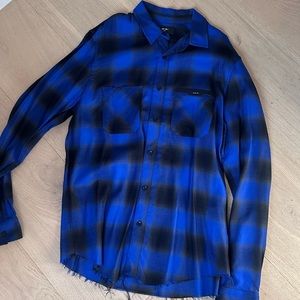 MAN SHIRT BLUE SIZE M RAYON, BOVINE LEATHER